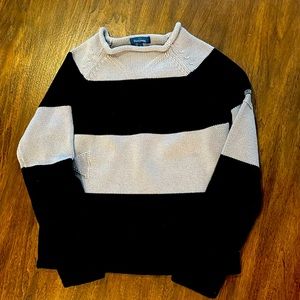 Thalassemia Women’s Blue and Gray Striped cable Knit Sweater